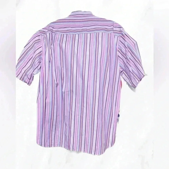 Paul &  Shark multi striped short sleeve cotton button down sport golf shirt 44 - Picture 2 of 3